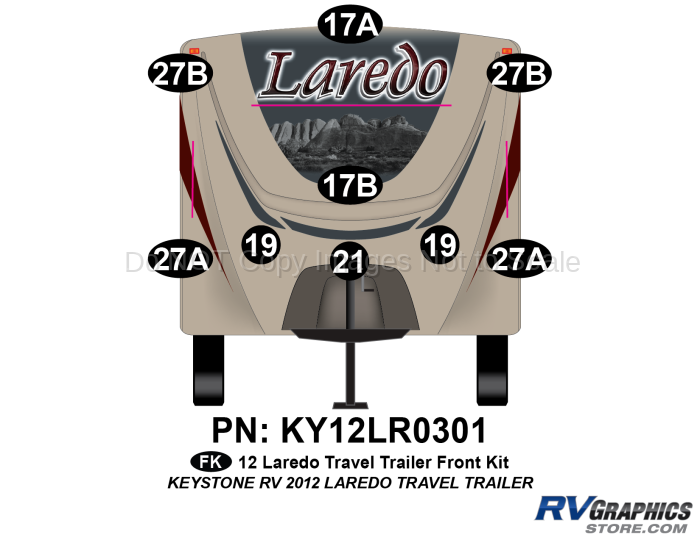9 Piece 2012 Laredo Travel Trailer Front Graphics Kit