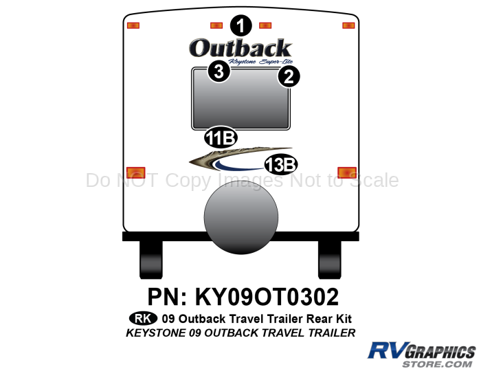5 Piece 2009 Outback TT Rear Graphics Kit
