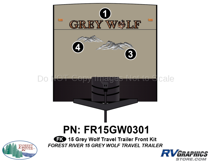 3 Piece 2015 Grey Wolf TT Front Graphics Kit