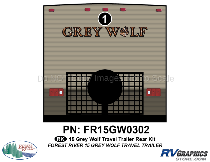 1 Piece 2015 Grey Wolf TT Rear Graphics Kit
