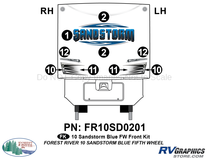 9 Piece 2010 Sandstorm Blue FW Front Graphics Kit