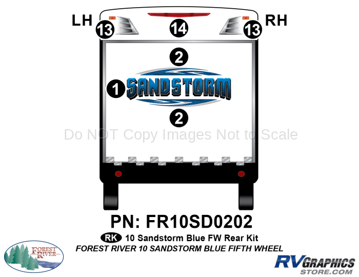 6 Piece 2010 Sandstorm Blue FW Rear Graphics Kit