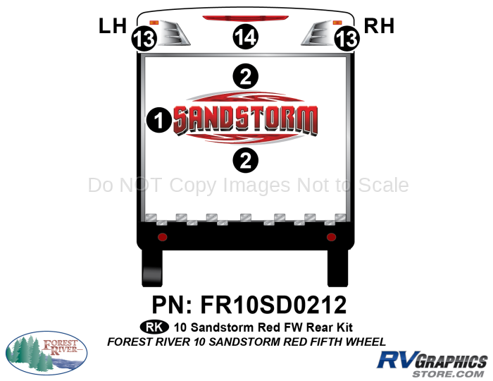 6 Piece 2010 Sandstorm Red FW Rear Graphics Kit