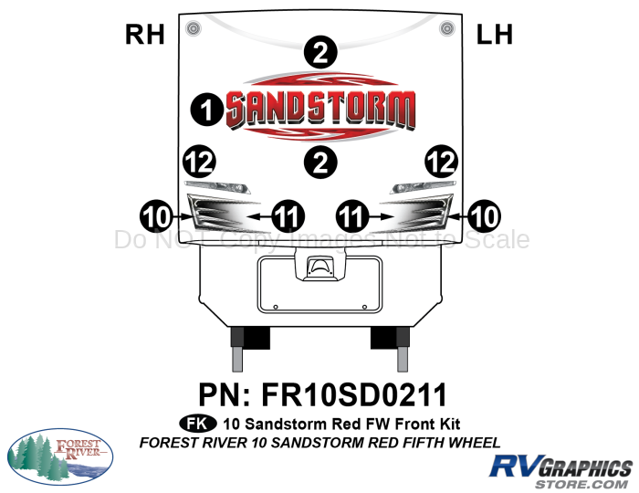 9 Piece 2010 Sandstorm Red FW Front Graphics Kit