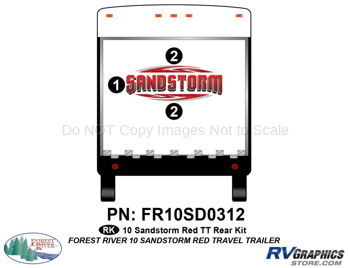 3 Piece 2010 Sandstorm Red TT Rear Graphics Kit