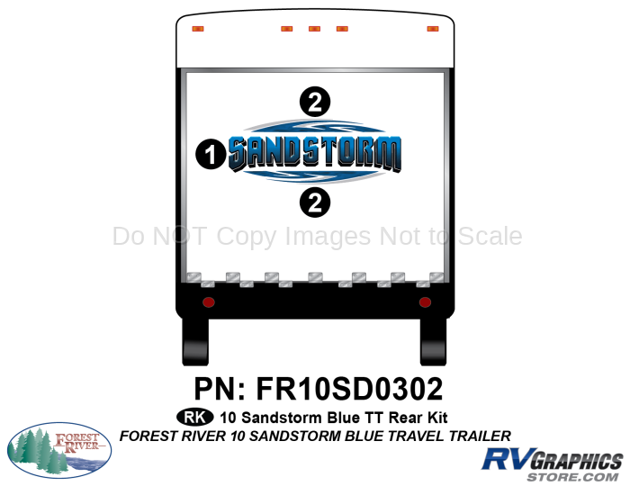 3 Piece 2010 Sandstorm Blue TT Rear Graphics Kit