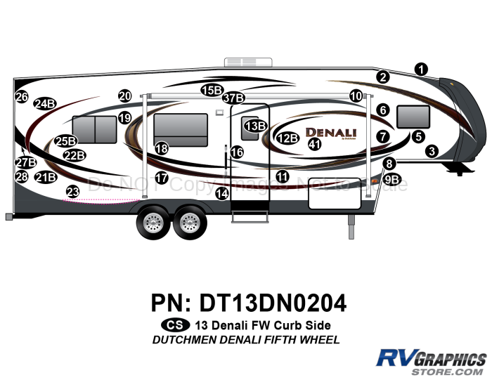 2013 Denali Fifth Wheel Curbside Graphics Kit