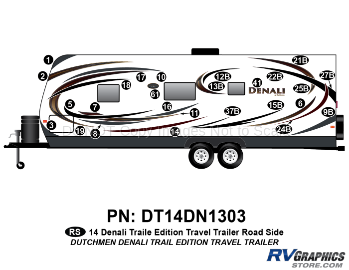 26 Piece 2014 Denali Travel Trailer Trail Edition Roadside Graphics Kit