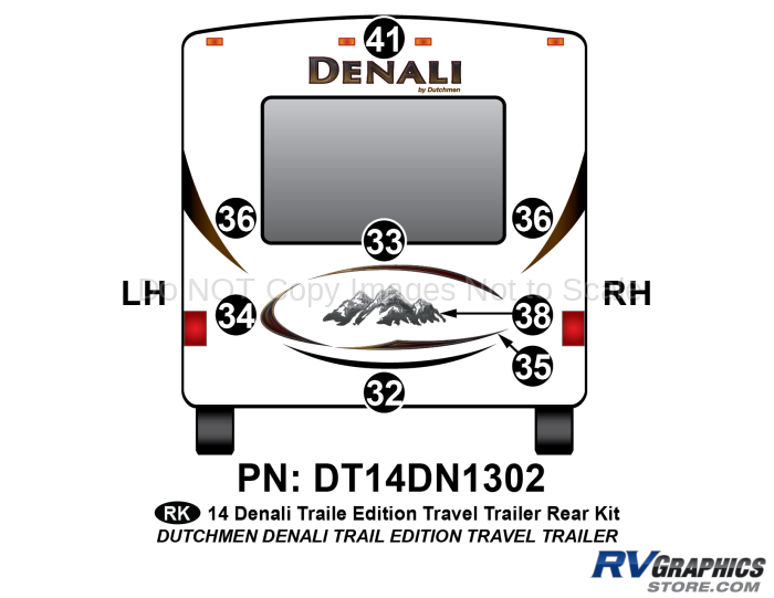 8 Piece 2014 Denali Travel Trailer Trail Edition Rear Graphics Kit
