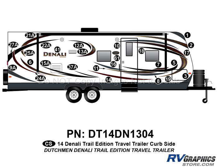 26 Piece 2014 Denali Travel Trailer Trail Edition Curbside Graphics Kit