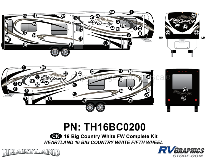 62 Piece 2016 Big Country FW White Sides Complete Kit