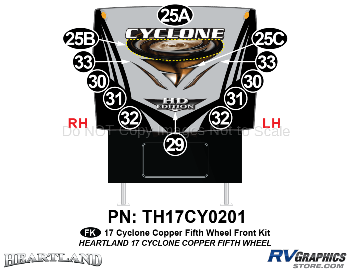 12 Piece 2017 Cyclone FW Copper Front Graphics Kit