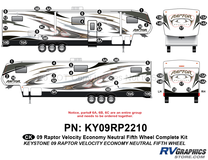 50 Piece 2009 Raptor Velocity Economy Neutral Complete Graphics Kit