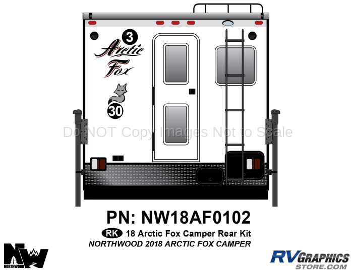 2 Piece 2018 Arctic Fox Camper Rear Graphics Kit