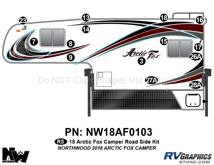 14 Piece 2018 Arctic Fox Camper Roadside Graphics Kit