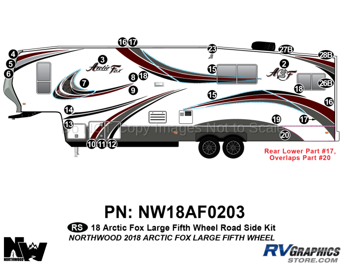 27 Piece 2018 Arctic Fox Large FW Roadside Graphics Kit