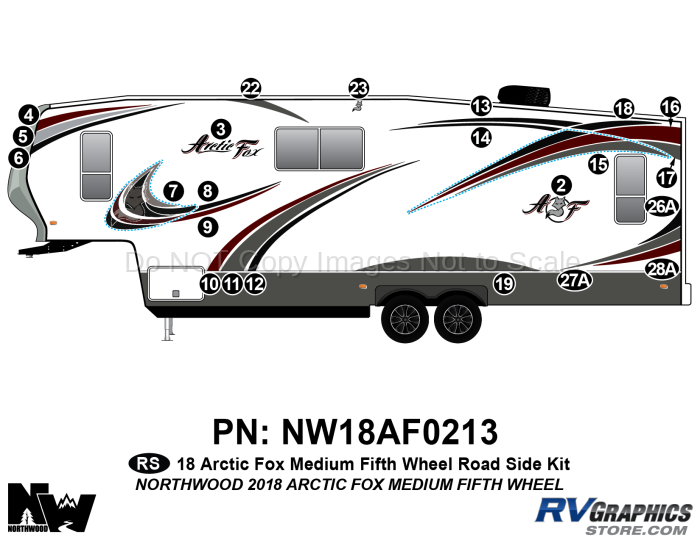 27 Piece 2018 Arctic Fox Medium FW Roadside Graphics Kit
