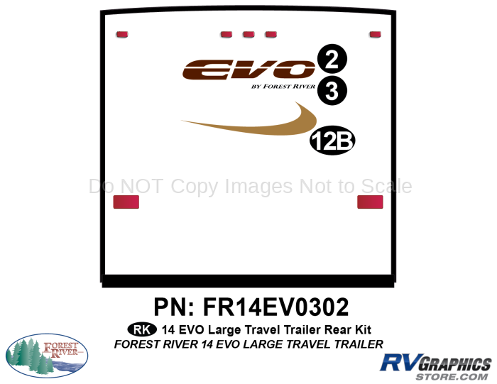 3 Piece 2014 EVO Lg Travel Trailer Rear Graphics Kit