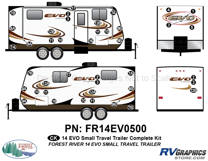 41 Piece 2014 EVO Sm Travel Trailer Complete Graphics Kit