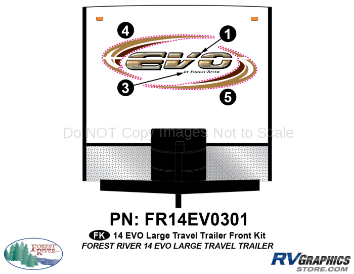 4 Piece 2014 EVO Lg Travel Trailer Front Graphics Kit