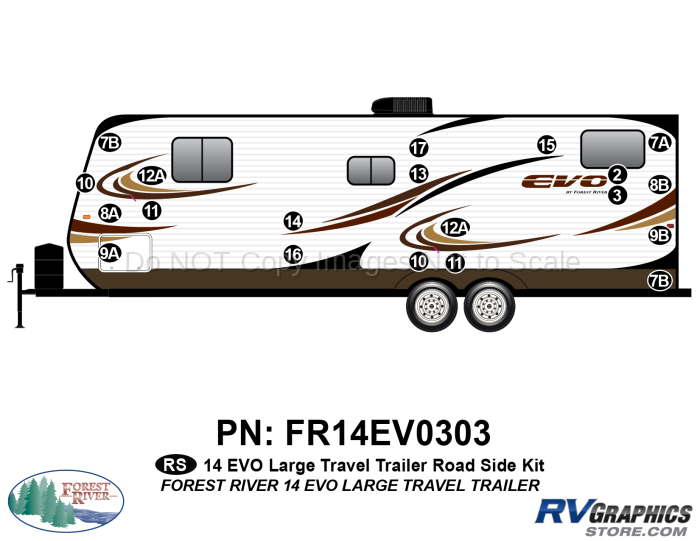 20 Piece 2014 EVO Lg Travel Trailer Roadside Graphics Kit