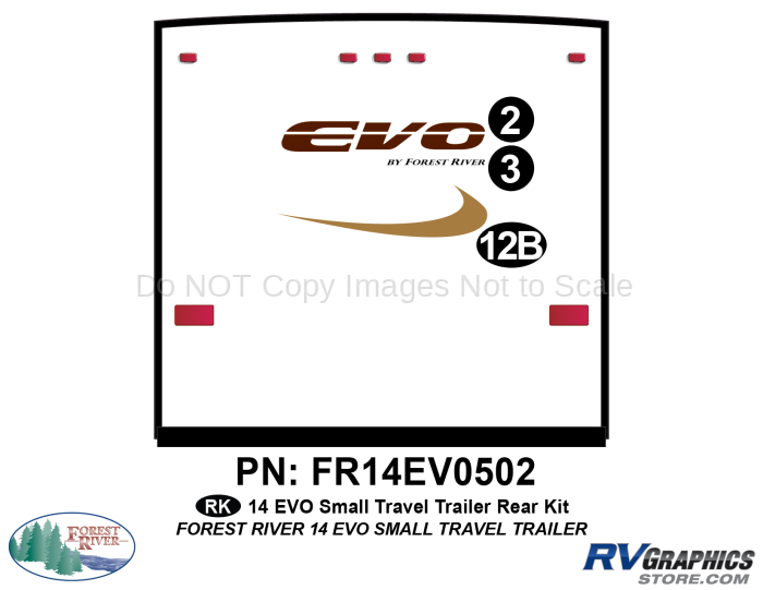 3 Piece 2014 EVO Sm Travel Trailer Rear Graphics Kit