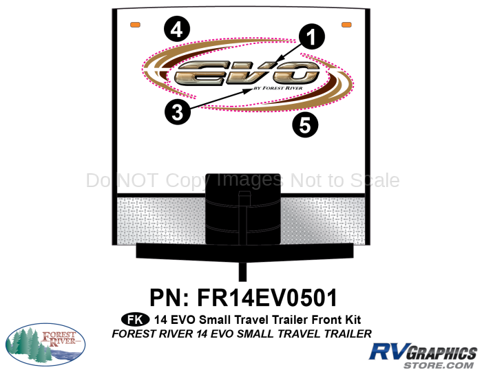 4 Piece 2014 EVO Sm Travel Trailer Front Graphics Kit