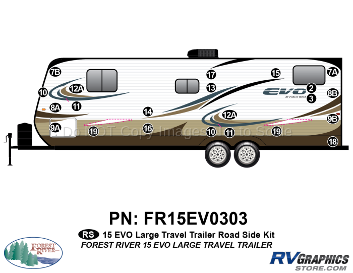 22 Piece 2015 EVO Lg Travel Trailer Roadside Graphics Kit