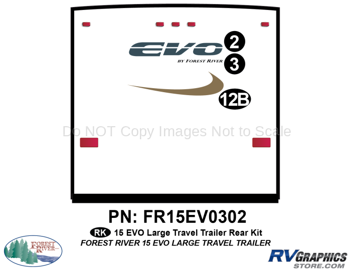 3 Piece 2015 EVO Lg Travel Trailer Rear Graphics Kit