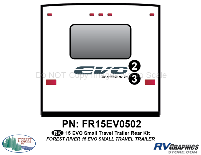 2 Piece 2015 EVO Sm Travel Trailer Rear Graphics Kit