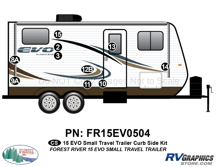 10 Piece 2015 EVO Sm Travel Trailer Curbside Graphics Kit