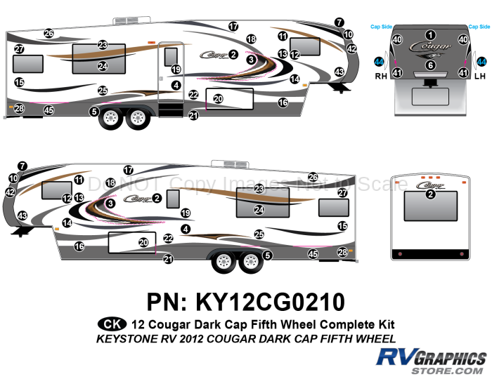 63 Piece 2012 Cougar FW Dark Cap Complete Graphics Kit