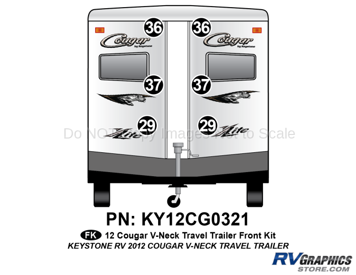 6 Piece 2012 Cougar TT V-Neck Front Graphics Kit