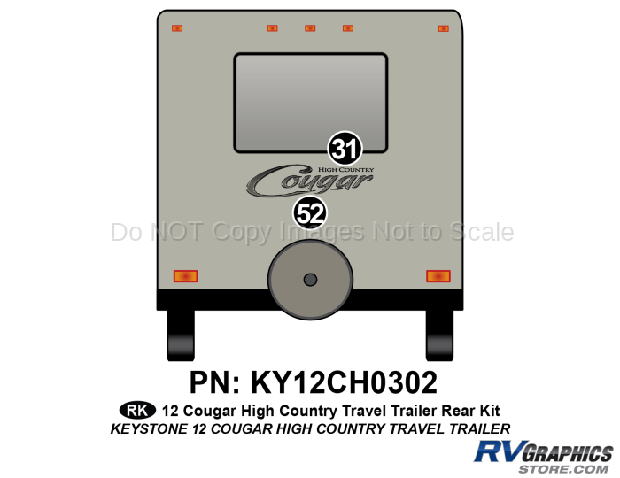 2 Piece 2012 Cougar High Country TT Rear Graphics Kit