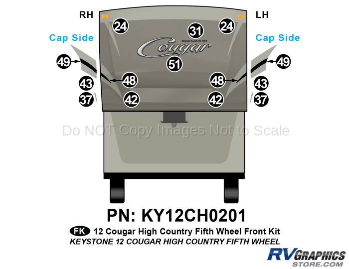 14 Piece 2012 Cougar High Country FW Front Graphics Kit