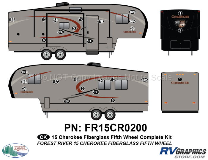 27 Piece 2015 Cherokee FW Fiberglass Complete Graphics Kit