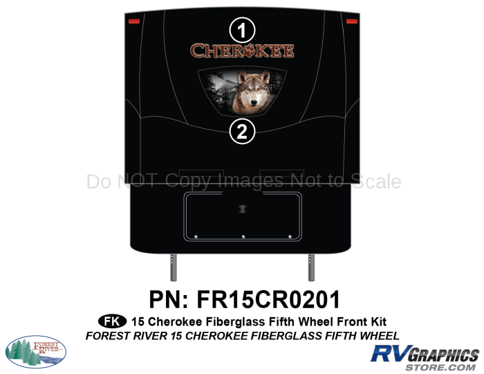 2 Piece 2015 Cherokee FW Fiberglass Front Graphics Kit