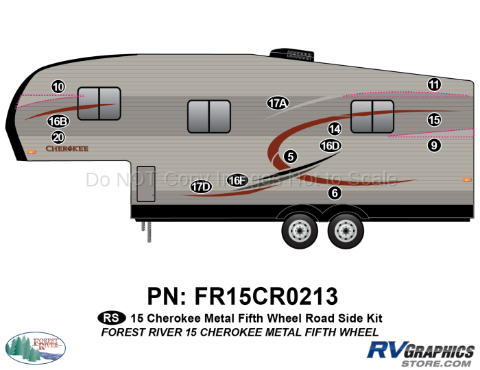 13 Piece 2015 Cherokee FW Metal Roadside Graphics Kit