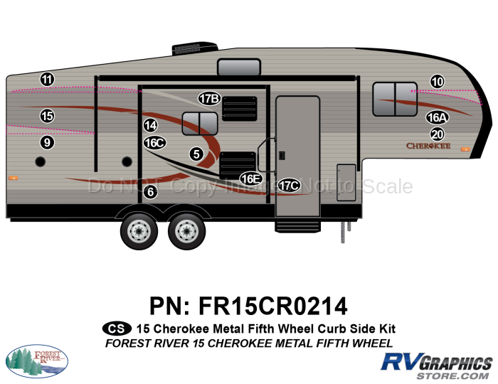 13 Piece 2015 Cherokee FW Metal Curbside Graphics Kit