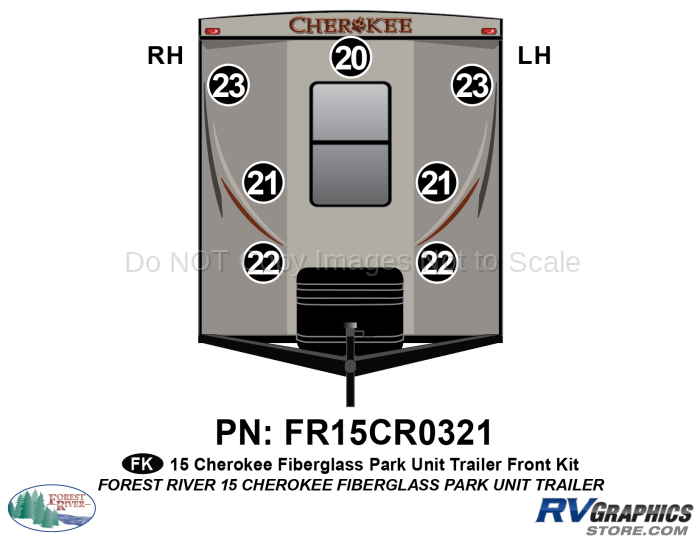 2 Piece 2015 Cherokee Park Model Fiberglass Front Graphics Kit
