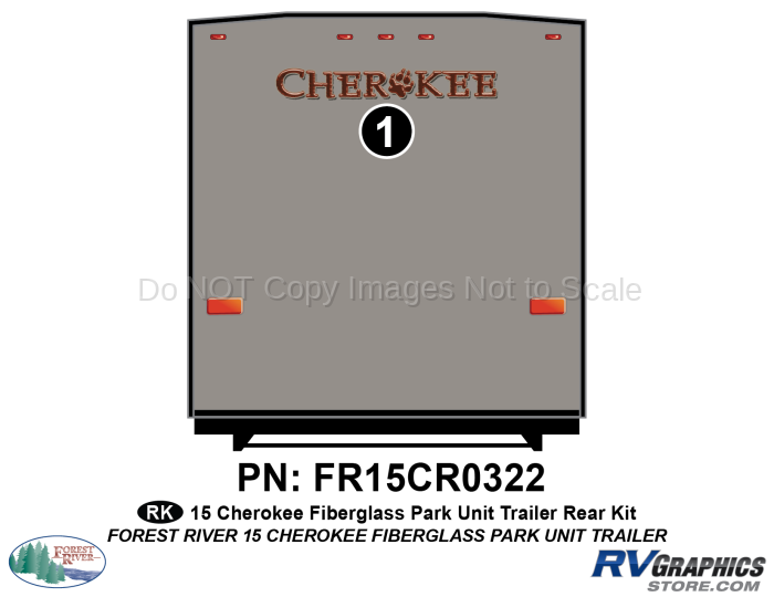 1 Piece 2015 Cherokee Park Model Fiberglass Rear Graphics Kit