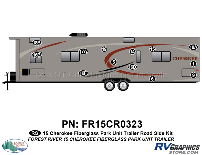 12 Piece 2015 Cherokee Park Model Fiberglass Roadside Graphics Kit
