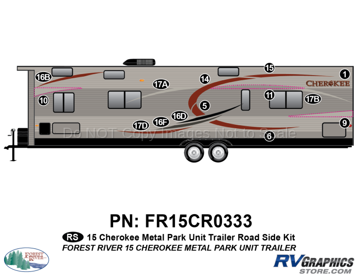 13 Piece 2015 Cherokee Park Model Metal Roadside Graphics Kit