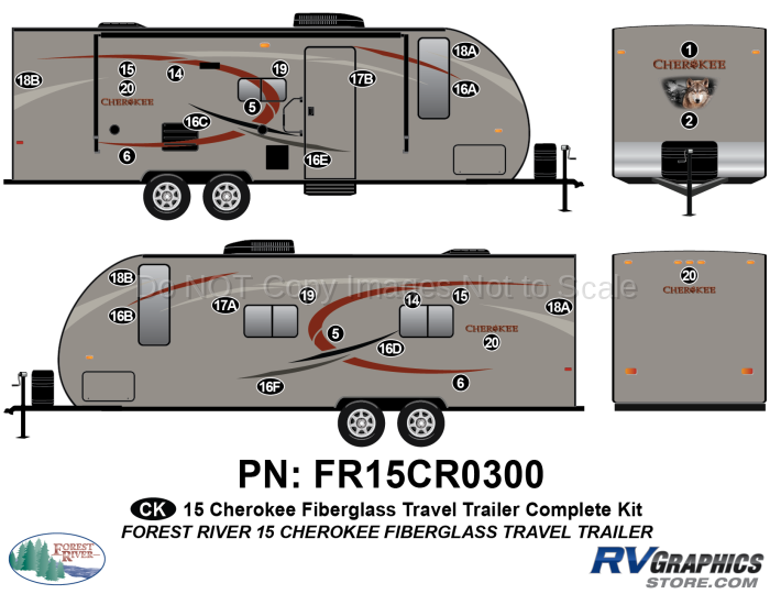 27 Piece 2015 Cherokee TT Fiberglass Complete Graphics Kit