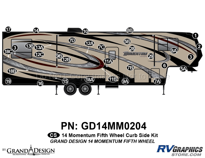 33 Piece 2014 Grand Design Momentum FW Curbside Graphics Kit