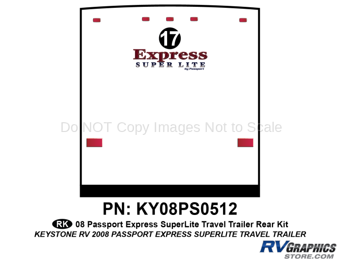 1 Piece 2009 Passport Express Travel Trailer Rear Graphics Kit
