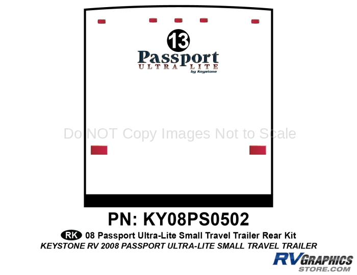 1 Piece 2009 Passport UltraLite Sm Travel Trailer Rear Graphics Kit