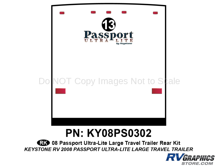 1 Piece 2009 Passport UltraLite Lg Travel Trailer Rear Graphics Kit