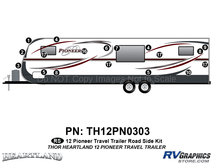 17 Piece 2012 Heartland Pioneer TT Roadside Graphics Kit