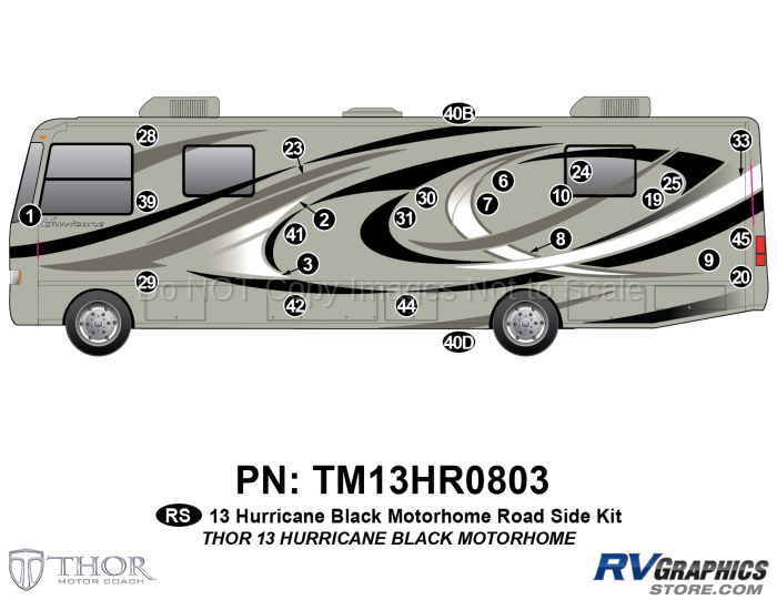 25 Piece 2013 Hurricane MH Carbon Black Roadside Graphics Kit